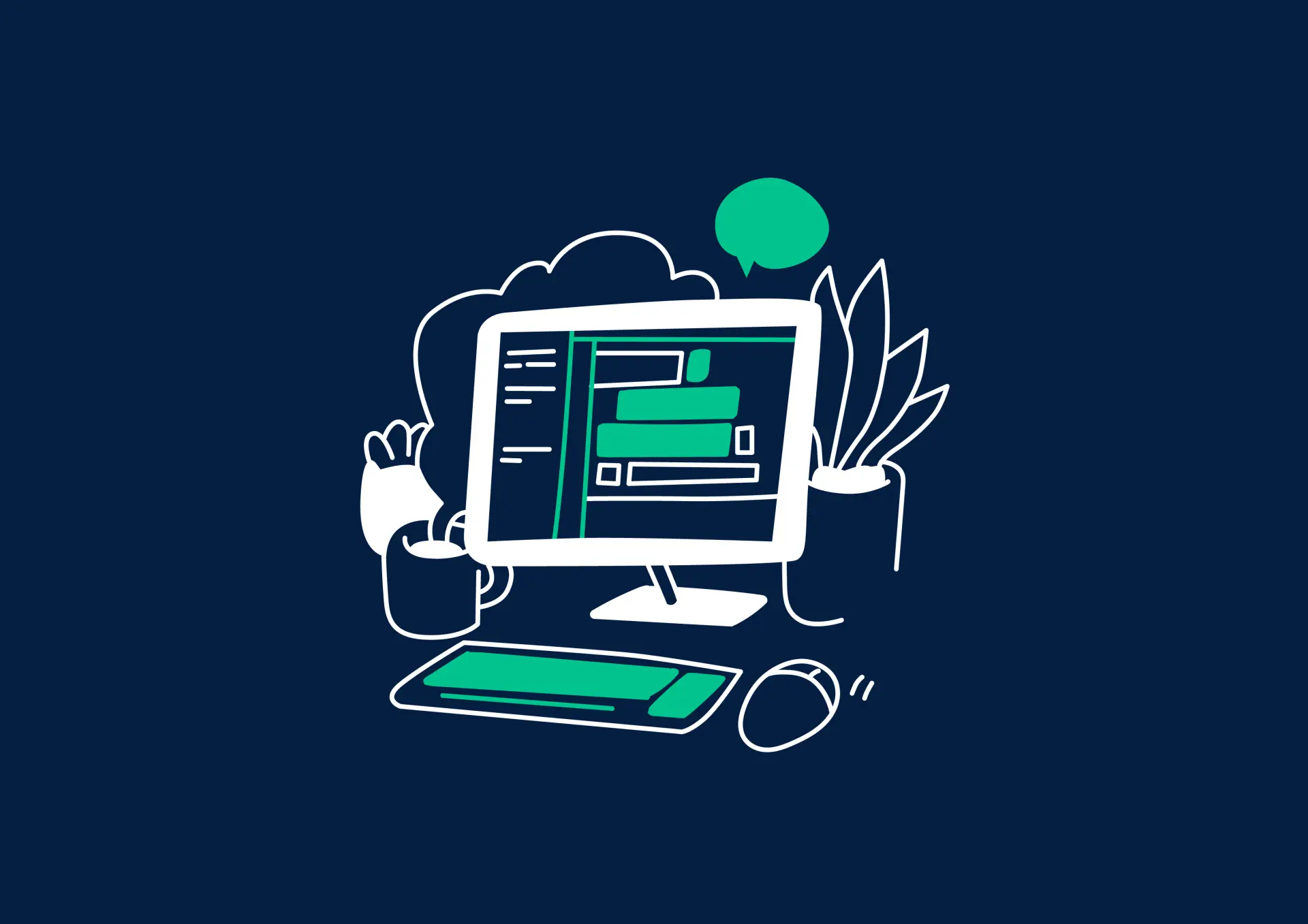 Illustration eines Computers auf dem Schreibtisch