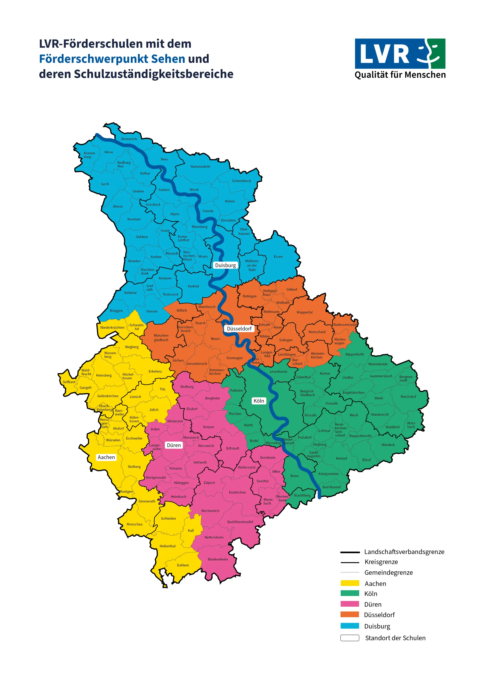 Karte des Schulzuständigkeitsbereichs der LVR-Johannes-Kepler-Schule