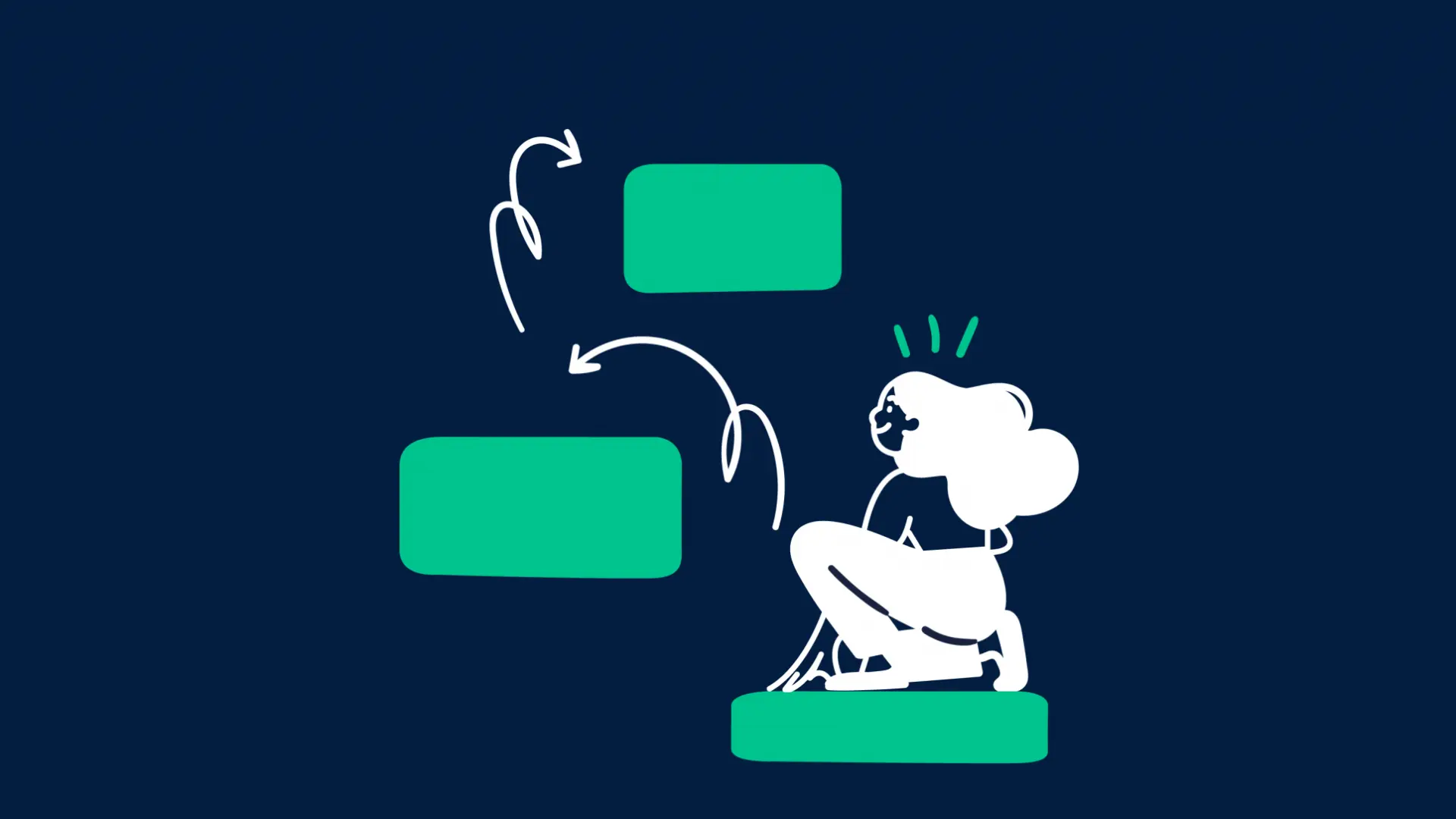 Illustration: Frau steigt Blöcke hoch