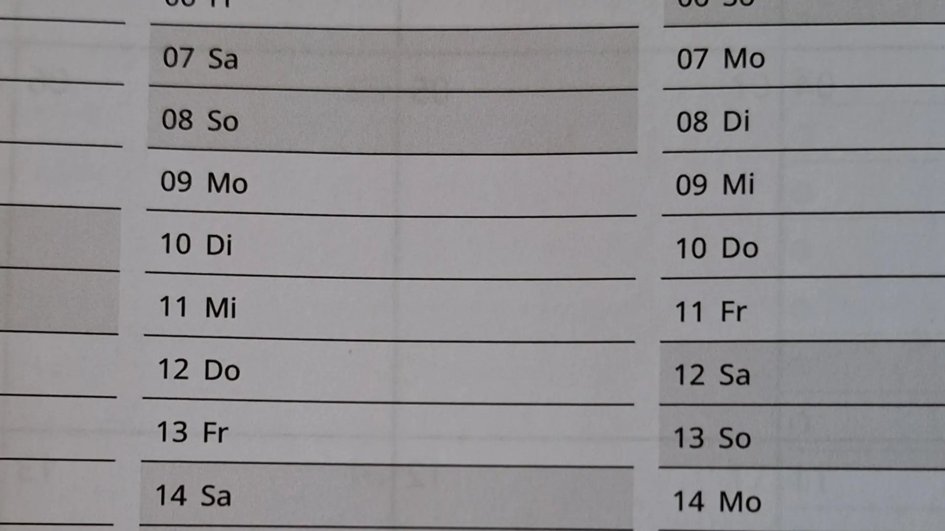 Blick in einen Terminkalender